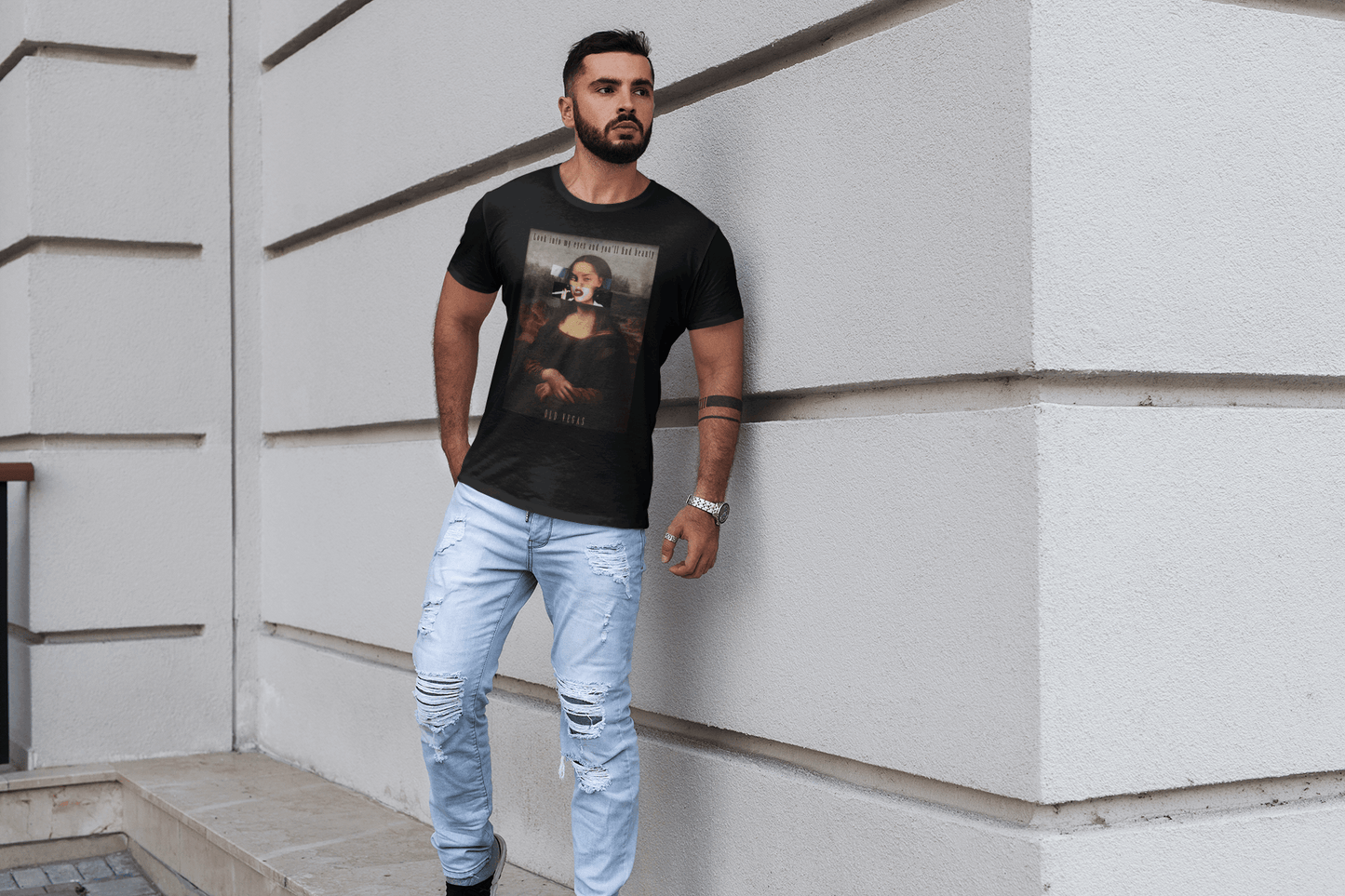 Smoking Mona Lisa - Graphic T-shirt - OLD VEGAS